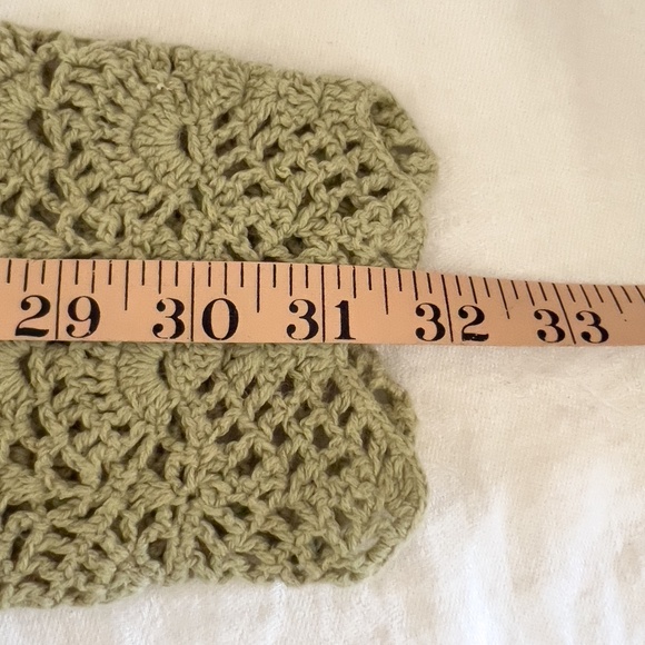 Vintage Green Crochet Sweater Size Large Boho Chic Layer Lagenlook - Picture 10 of 12